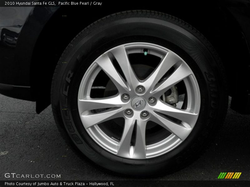 Pacific Blue Pearl / Gray 2010 Hyundai Santa Fe GLS