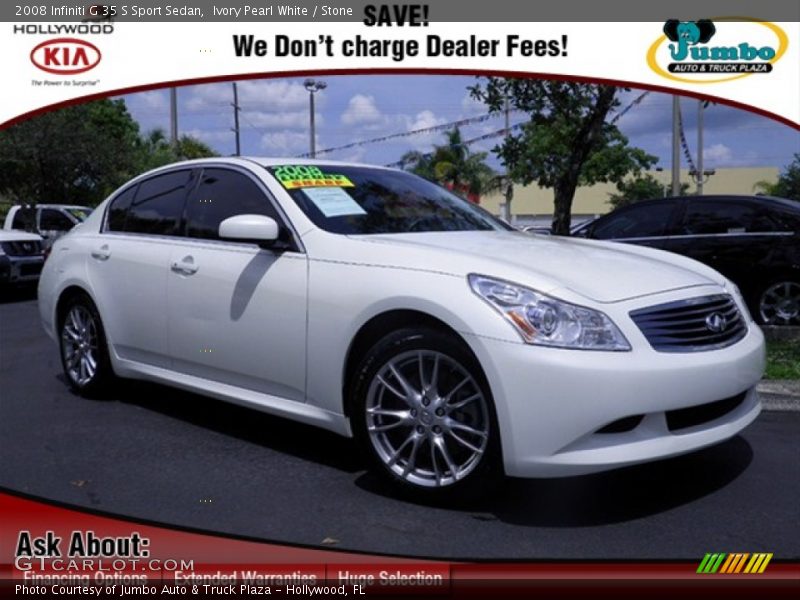 Ivory Pearl White / Stone 2008 Infiniti G 35 S Sport Sedan