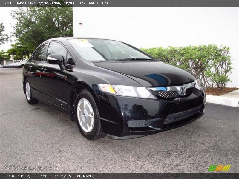 Crystal Black Pearl / Beige 2011 Honda Civic Hybrid Sedan