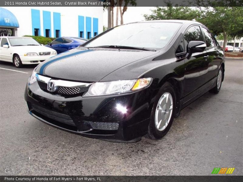 Crystal Black Pearl / Beige 2011 Honda Civic Hybrid Sedan
