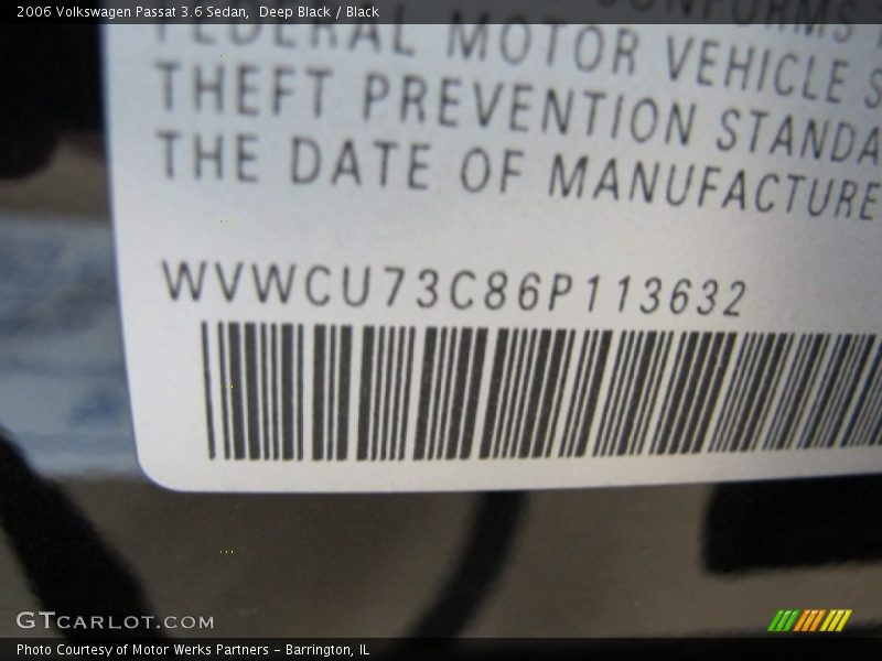 Deep Black / Black 2006 Volkswagen Passat 3.6 Sedan