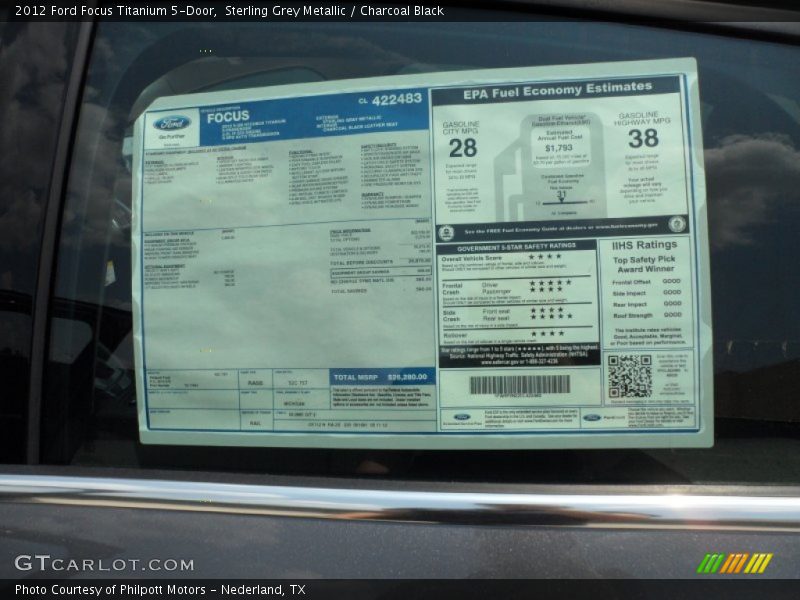  2012 Focus Titanium 5-Door Window Sticker