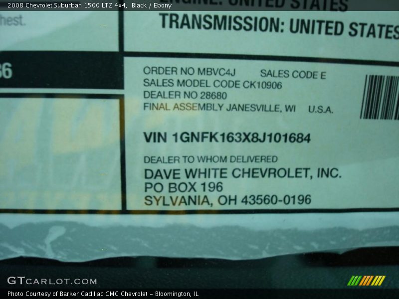 Black / Ebony 2008 Chevrolet Suburban 1500 LTZ 4x4
