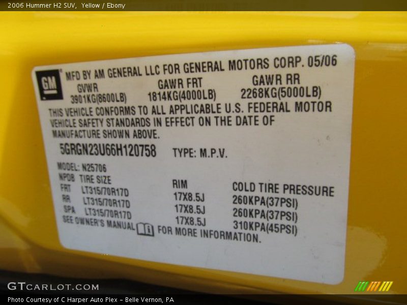 Yellow / Ebony 2006 Hummer H2 SUV