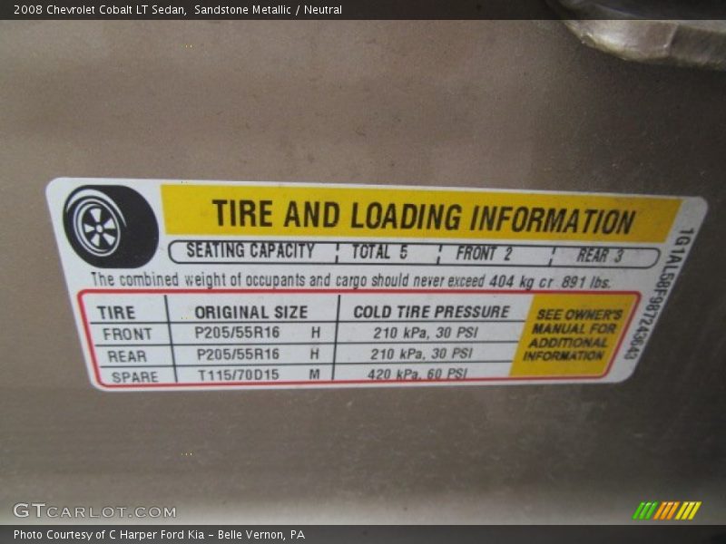 Sandstone Metallic / Neutral 2008 Chevrolet Cobalt LT Sedan