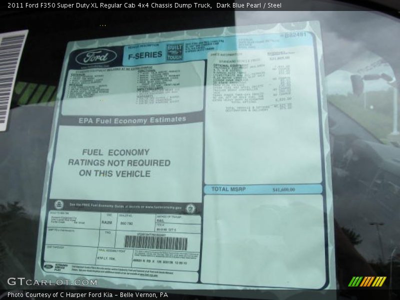  2011 F350 Super Duty XL Regular Cab 4x4 Chassis Dump Truck Window Sticker