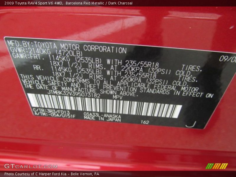 Barcelona Red Metallic / Dark Charcoal 2009 Toyota RAV4 Sport V6 4WD