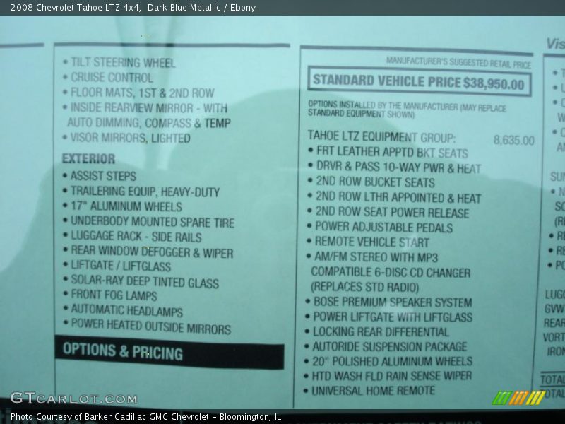 Dark Blue Metallic / Ebony 2008 Chevrolet Tahoe LTZ 4x4