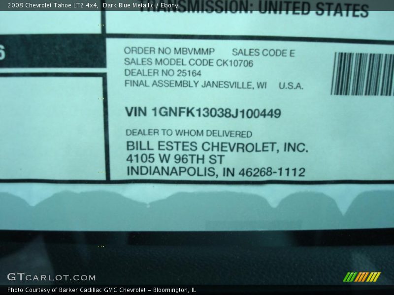 Dark Blue Metallic / Ebony 2008 Chevrolet Tahoe LTZ 4x4