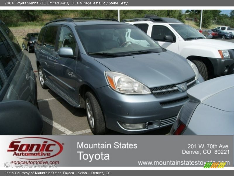 Blue Mirage Metallic / Stone Gray 2004 Toyota Sienna XLE Limited AWD