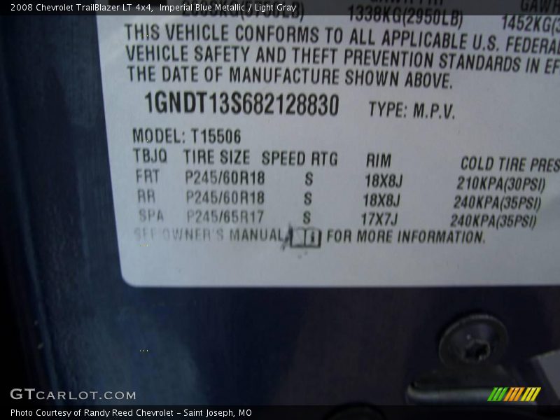 Imperial Blue Metallic / Light Gray 2008 Chevrolet TrailBlazer LT 4x4
