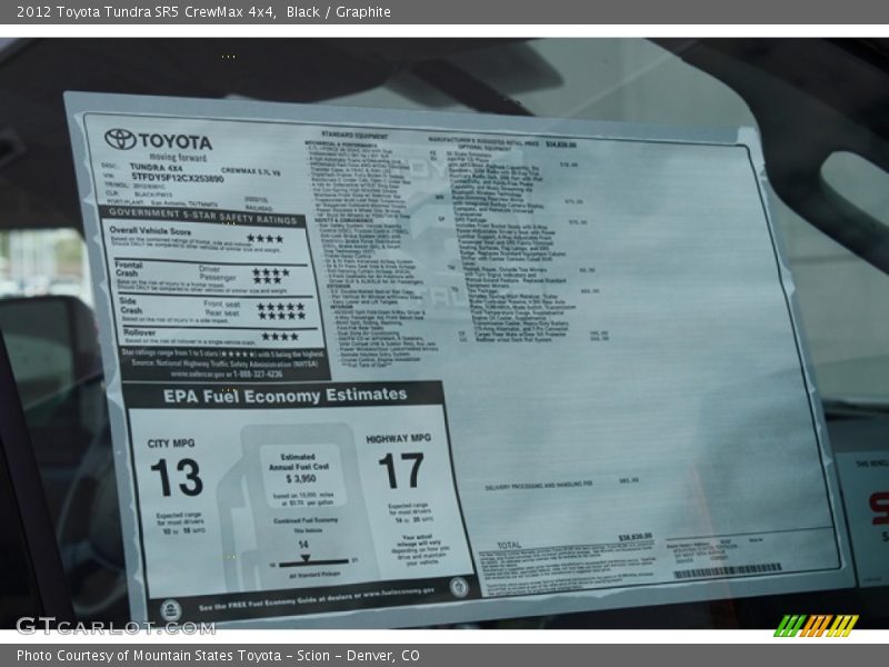 Black / Graphite 2012 Toyota Tundra SR5 CrewMax 4x4