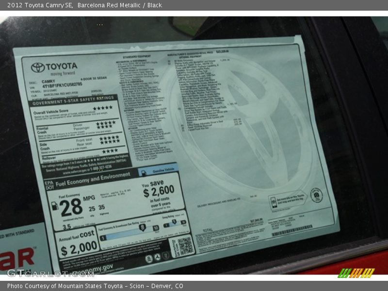 Barcelona Red Metallic / Black 2012 Toyota Camry SE