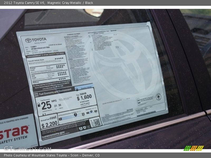 Magnetic Gray Metallic / Black 2012 Toyota Camry SE V6