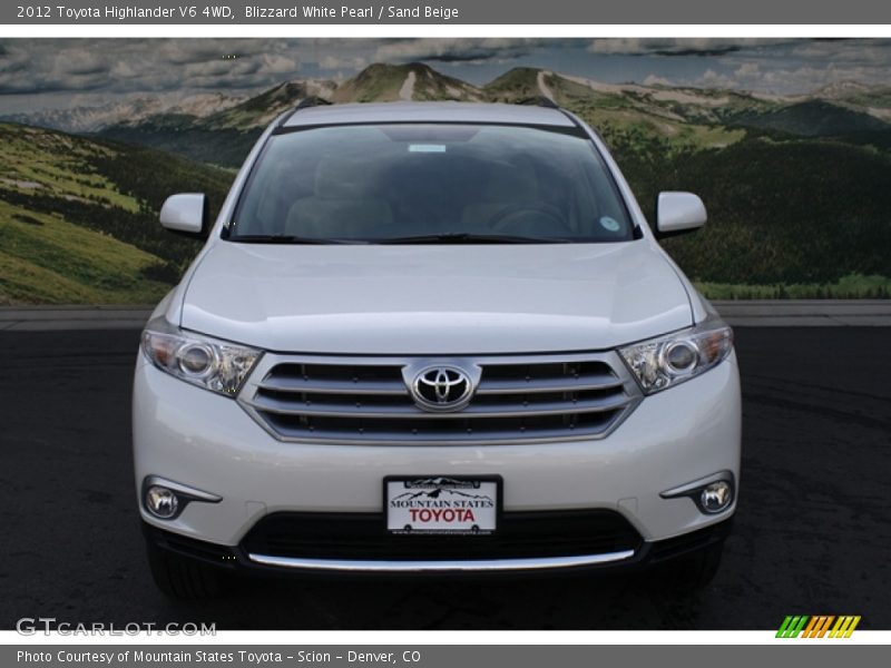 Blizzard White Pearl / Sand Beige 2012 Toyota Highlander V6 4WD
