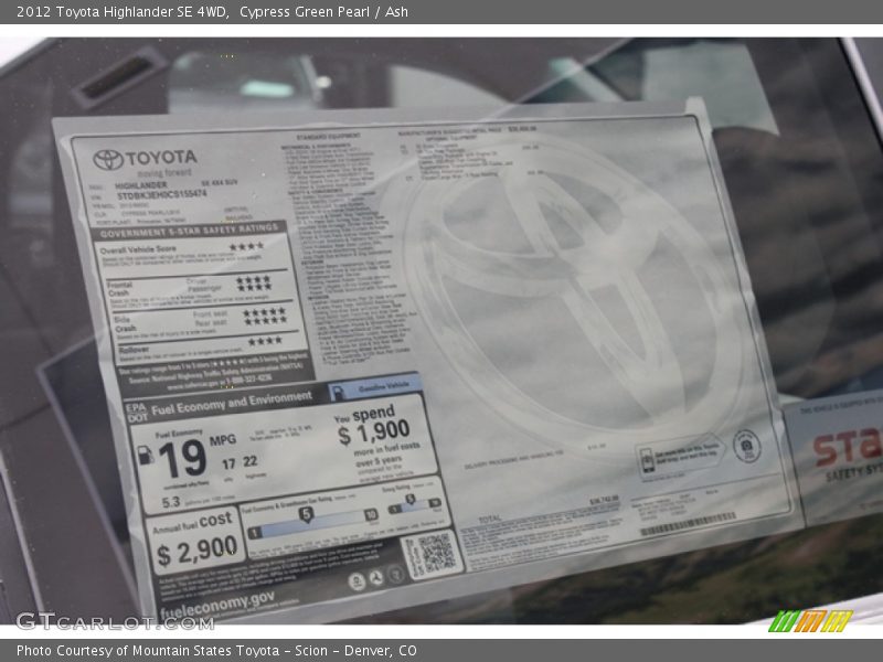 Cypress Green Pearl / Ash 2012 Toyota Highlander SE 4WD