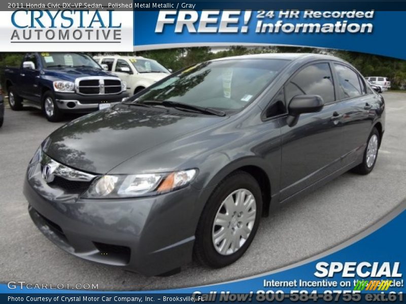 Polished Metal Metallic / Gray 2011 Honda Civic DX-VP Sedan