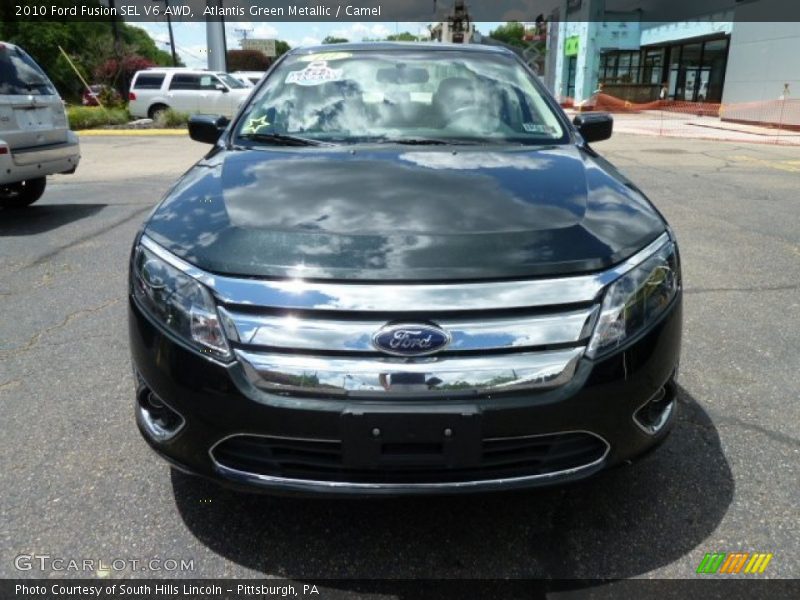 Atlantis Green Metallic / Camel 2010 Ford Fusion SEL V6 AWD