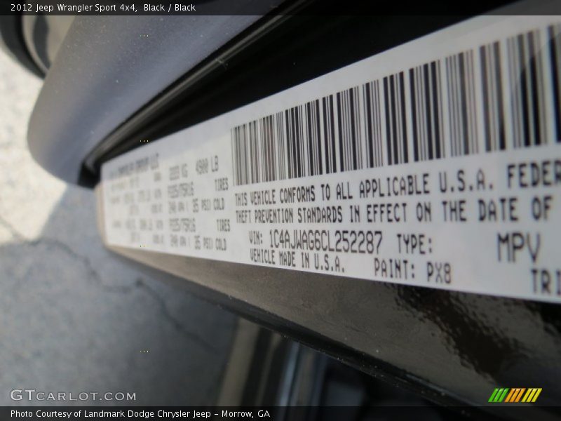 Black / Black 2012 Jeep Wrangler Sport 4x4