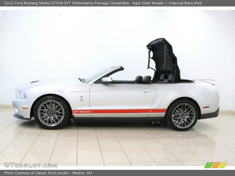 Ingot Silver Metallic / Charcoal Black/Red 2012 Ford Mustang Shelby GT500 SVT Performance Package Convertible