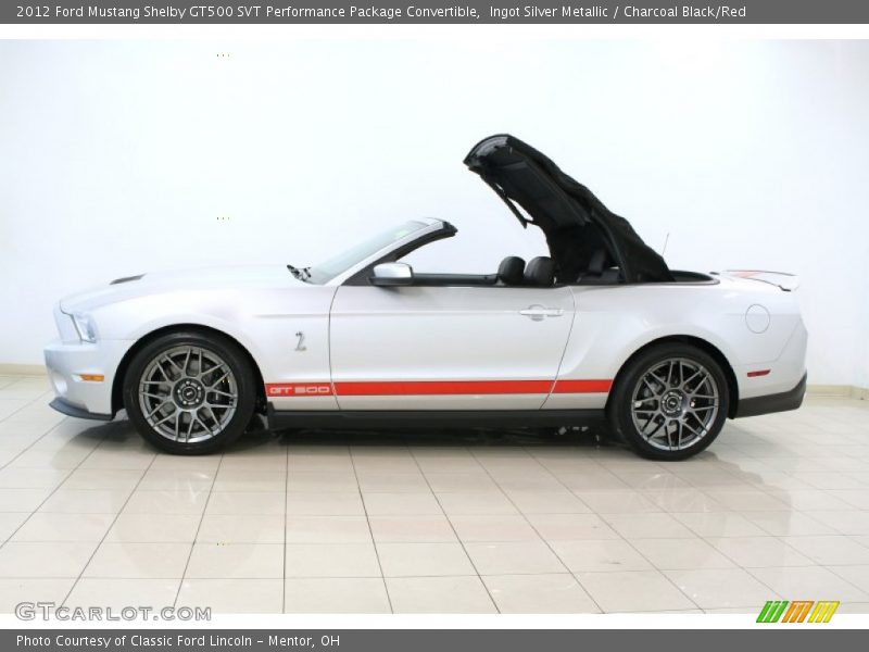 Ingot Silver Metallic / Charcoal Black/Red 2012 Ford Mustang Shelby GT500 SVT Performance Package Convertible