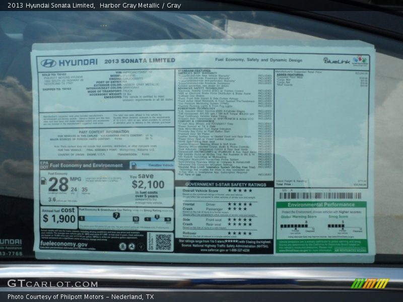 Harbor Gray Metallic / Gray 2013 Hyundai Sonata Limited