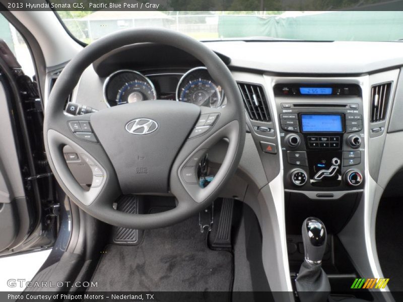 Pacific Blue Pearl / Gray 2013 Hyundai Sonata GLS