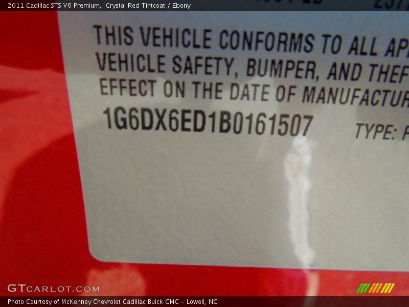 Crystal Red Tintcoat / Ebony 2011 Cadillac STS V6 Premium