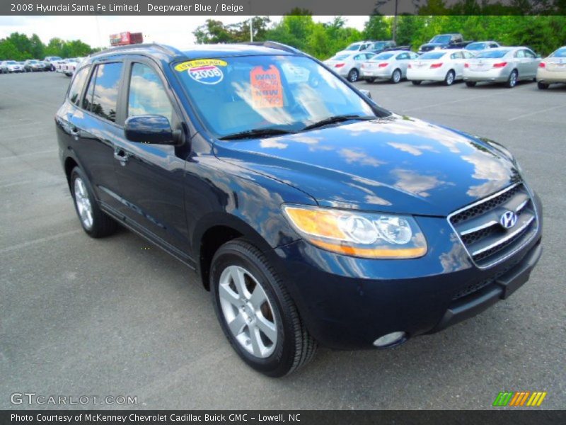 Deepwater Blue / Beige 2008 Hyundai Santa Fe Limited