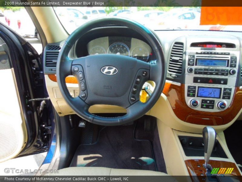 Deepwater Blue / Beige 2008 Hyundai Santa Fe Limited
