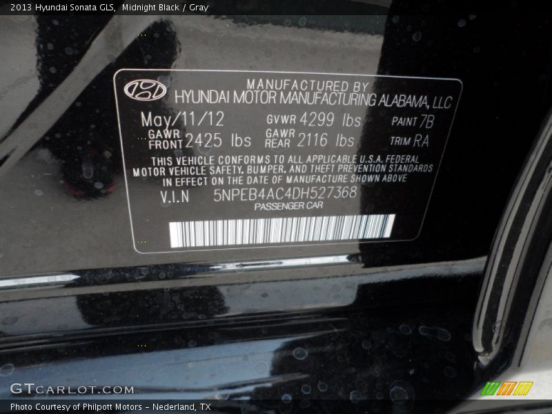 Midnight Black / Gray 2013 Hyundai Sonata GLS