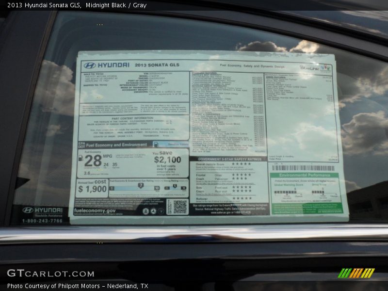 Midnight Black / Gray 2013 Hyundai Sonata GLS