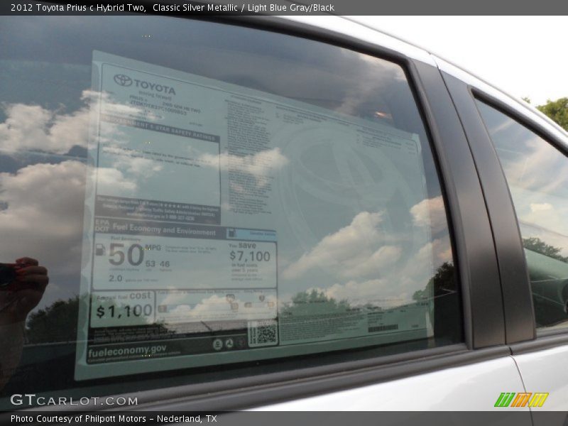 Classic Silver Metallic / Light Blue Gray/Black 2012 Toyota Prius c Hybrid Two