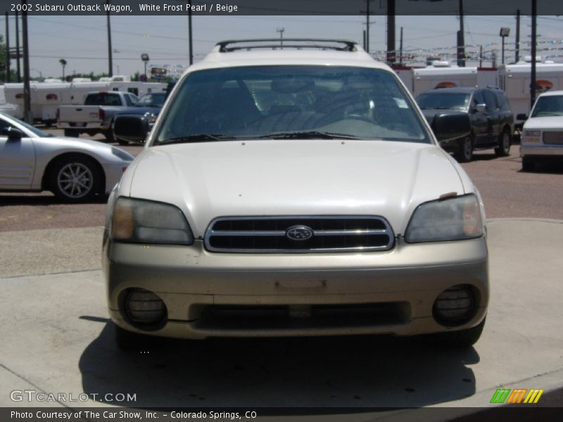 White Frost Pearl / Beige 2002 Subaru Outback Wagon
