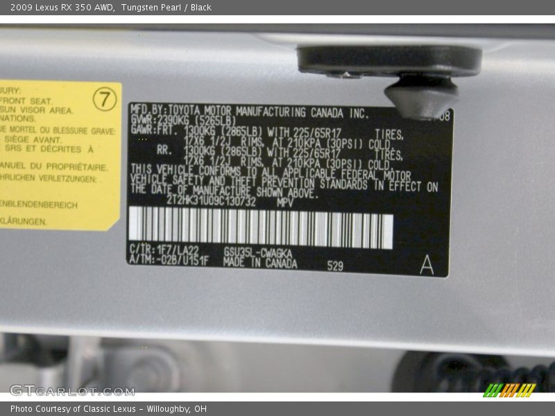 1F7 - 2009 Lexus RX 350 AWD