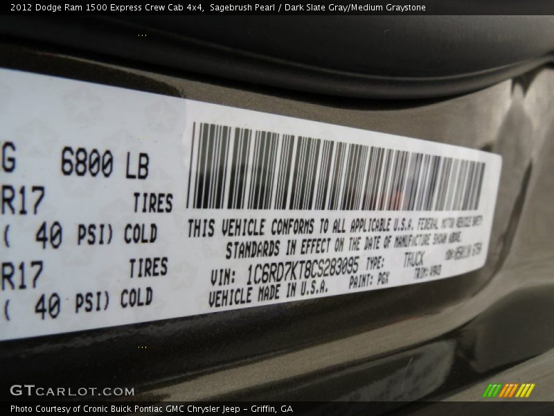 Sagebrush Pearl / Dark Slate Gray/Medium Graystone 2012 Dodge Ram 1500 Express Crew Cab 4x4