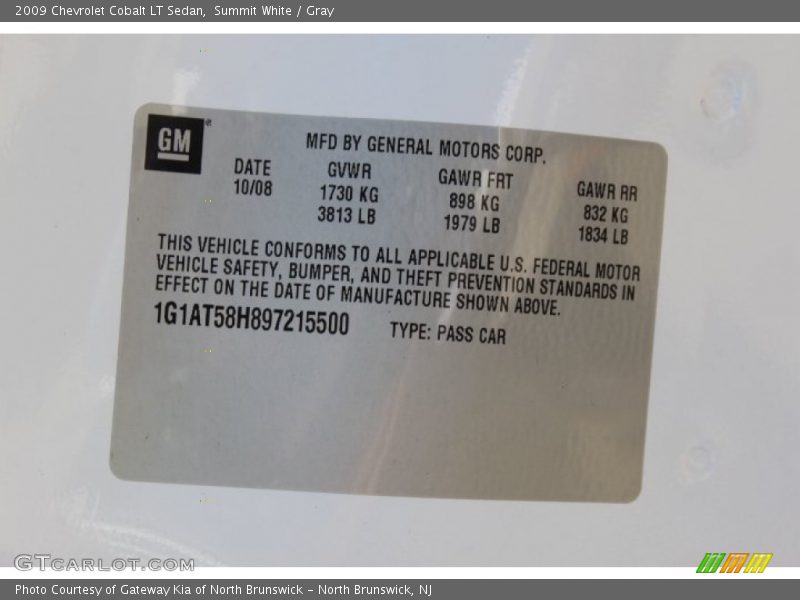 Summit White / Gray 2009 Chevrolet Cobalt LT Sedan