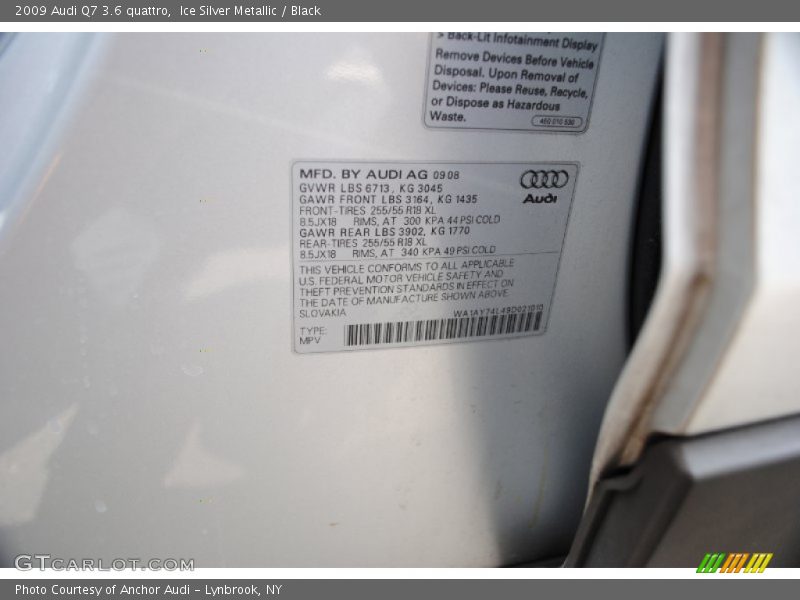 Ice Silver Metallic / Black 2009 Audi Q7 3.6 quattro