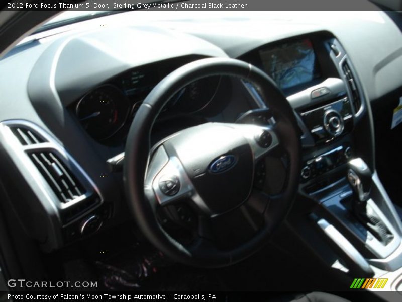Sterling Grey Metallic / Charcoal Black Leather 2012 Ford Focus Titanium 5-Door