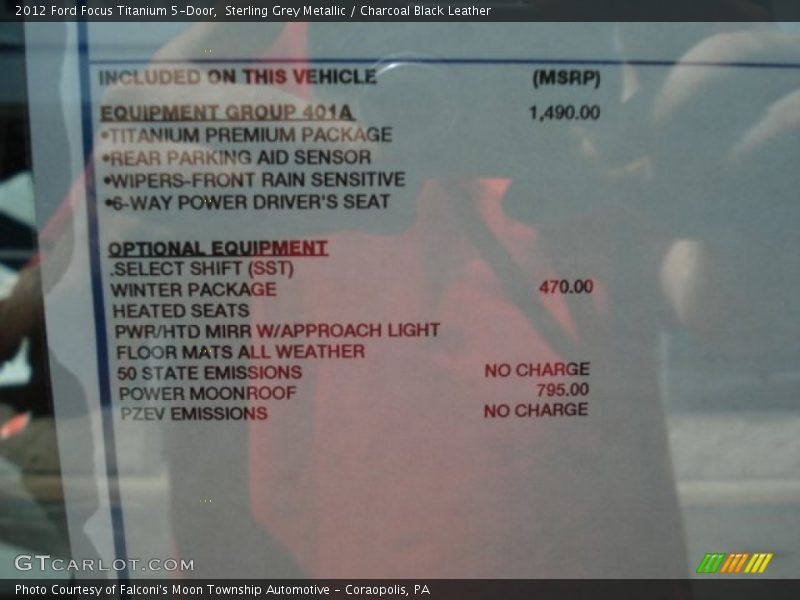  2012 Focus Titanium 5-Door Window Sticker