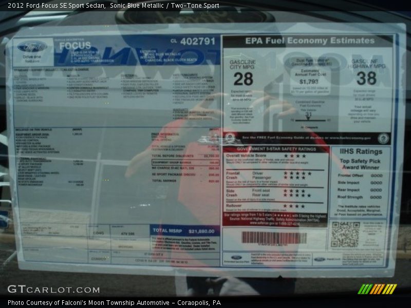  2012 Focus SE Sport Sedan Window Sticker