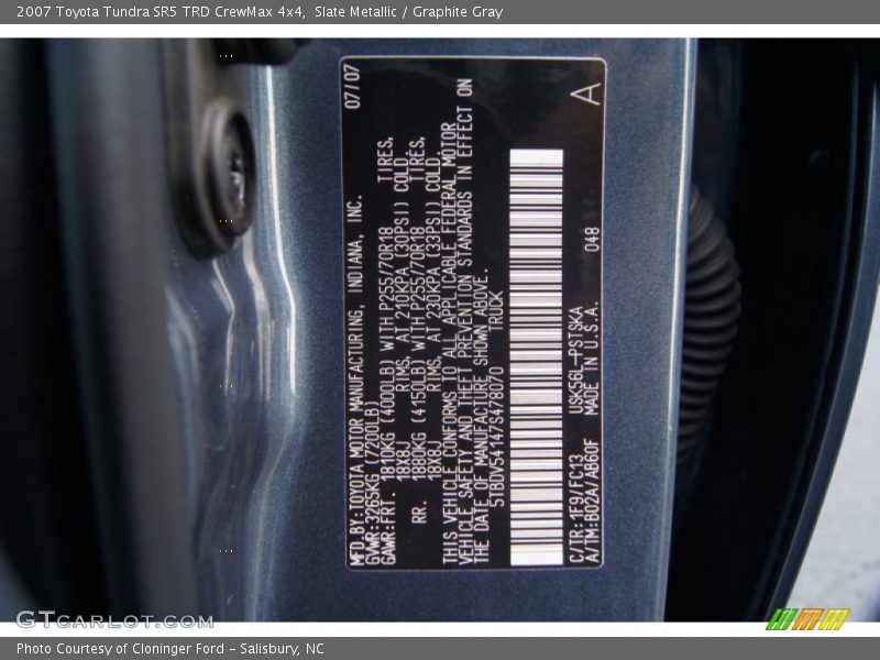 Slate Metallic / Graphite Gray 2007 Toyota Tundra SR5 TRD CrewMax 4x4