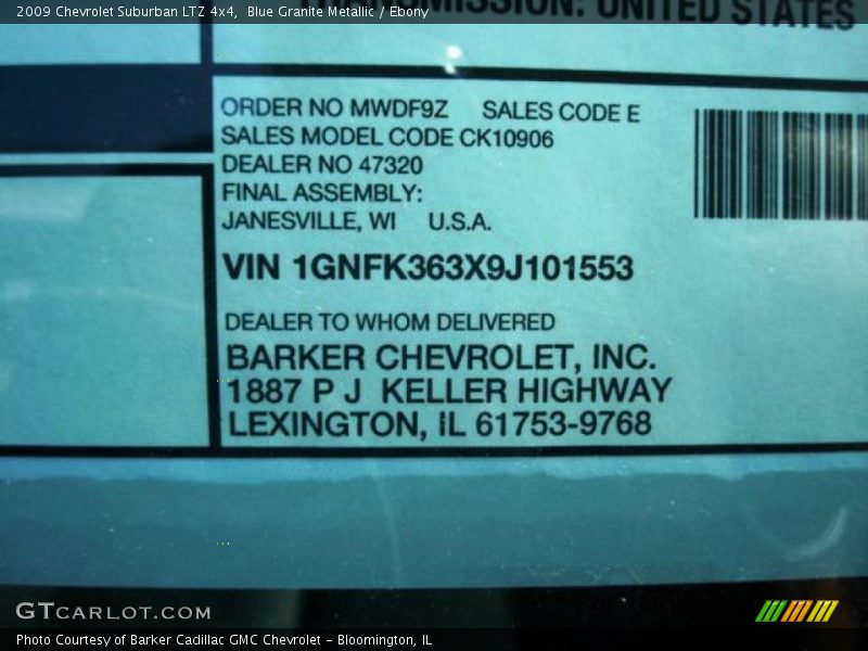 Blue Granite Metallic / Ebony 2009 Chevrolet Suburban LTZ 4x4