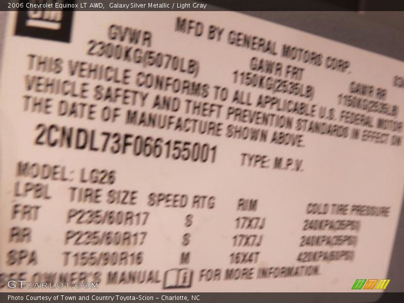 Galaxy Silver Metallic / Light Gray 2006 Chevrolet Equinox LT AWD