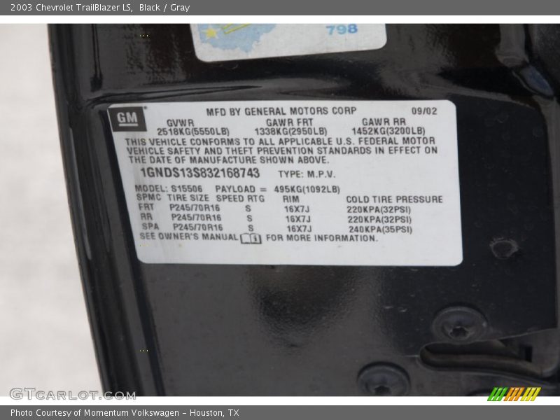 Black / Gray 2003 Chevrolet TrailBlazer LS