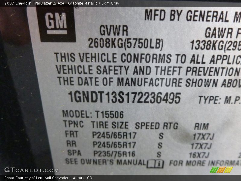 Graphite Metallic / Light Gray 2007 Chevrolet TrailBlazer LS 4x4