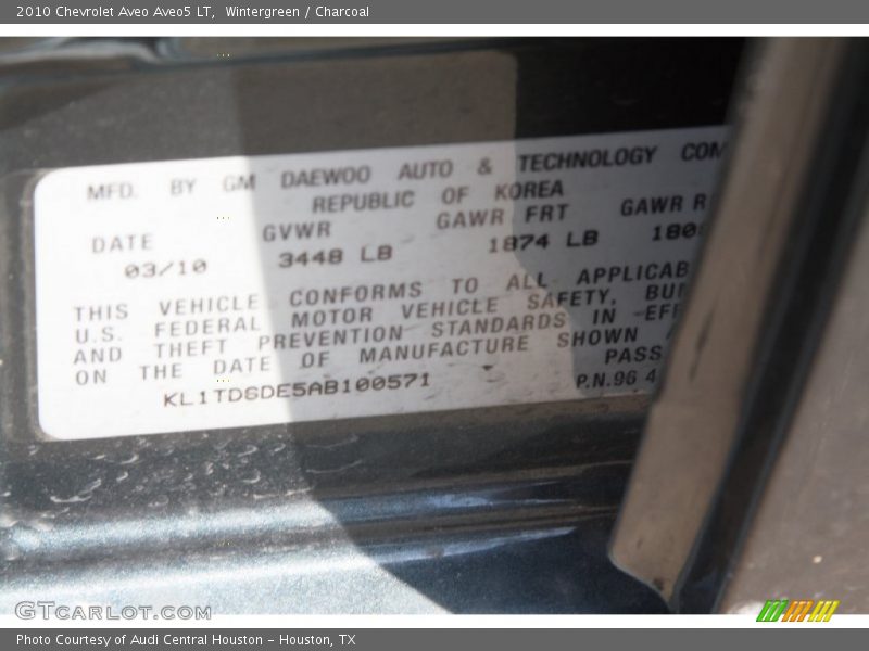 Wintergreen / Charcoal 2010 Chevrolet Aveo Aveo5 LT