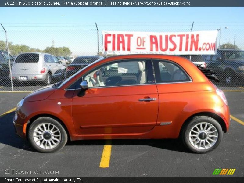 Rame (Copper Orange) / Tessuto Beige-Nero/Avorio (Beige-Black/Ivory) 2012 Fiat 500 c cabrio Lounge
