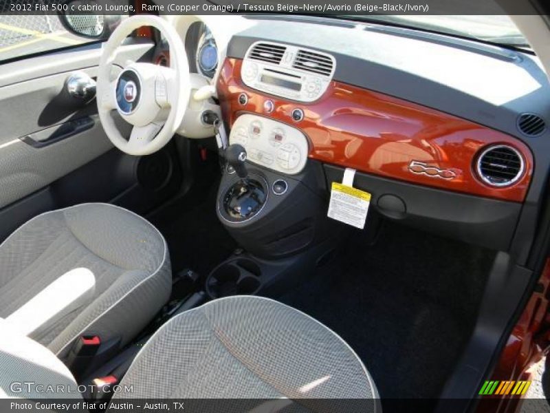 Rame (Copper Orange) / Tessuto Beige-Nero/Avorio (Beige-Black/Ivory) 2012 Fiat 500 c cabrio Lounge
