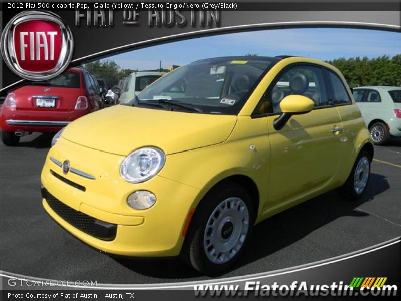 Giallo (Yellow) / Tessuto Grigio/Nero (Grey/Black) 2012 Fiat 500 c cabrio Pop
